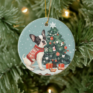Christmas Boston Terrier Dog Keramik Ornament