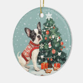 Christmas Boston Terrier Dog Keramik Ornament (Links)