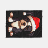 Christmas Boston Terrier Dog Santa Hat Funny Xmas Fleecedecke (Vorderseite (Horizontal))