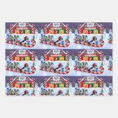 Christmas Boston Terrier Dogs Candy Cane Weihnacht Geschenkpapier Set (Vorderseite 3)