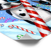 Christmas Boston Terrier Dogs Candy Cane Weihnacht Poster (Ecke)