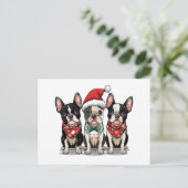 Christmas Boston Terrier Dogs Feiertagspostkarte (Stehend Vorderseite)
