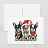 Christmas Boston Terrier Dogs Feiertagspostkarte (Vorne/Hinten)
