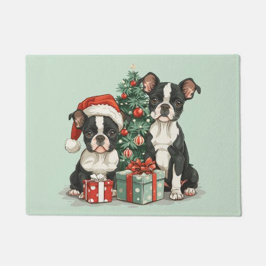 Christmas Boston Terrier Dogs Fußmatte (Vorderseite)