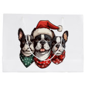 Christmas Boston Terrier Dogs Große Geschenktüte (Rückseite)