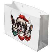 Christmas Boston Terrier Dogs Große Geschenktüte (Rückseite Schrägansicht)