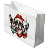 Christmas Boston Terrier Dogs Große Geschenktüte (Vorderseite Schrägansicht)