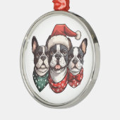 Christmas Boston Terrier Dogs Ornament Aus Metall (Links)