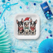 Christmas Boston Terrier Dogs Pappteller (Party)