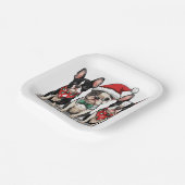 Christmas Boston Terrier Dogs Pappteller (Gewinkelt)