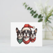 Christmas Boston Terrier Dogs Postkarte (Stehend Vorderseite)