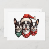 Christmas Boston Terrier Dogs Postkarte (Vorne/Hinten)