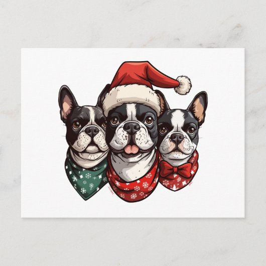 Christmas Boston Terrier Dogs Postkarte (Vorderseite)