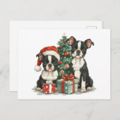 Christmas Boston Terrier Dogs Postkarte (Vorne/Hinten)