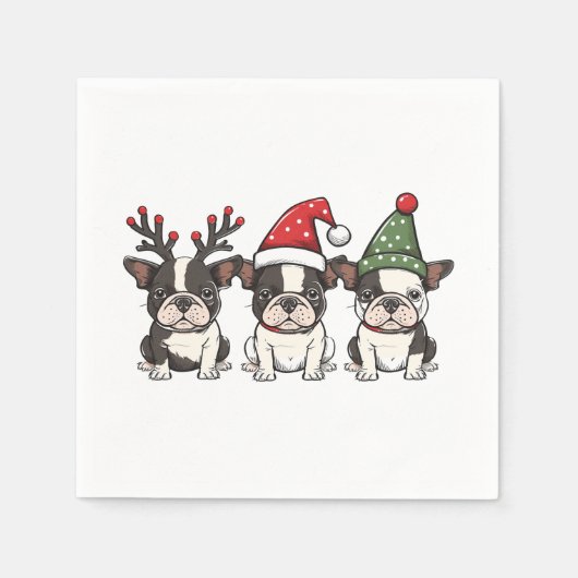 Christmas Boston Terrier Dogs Serviette (Vorderseite)