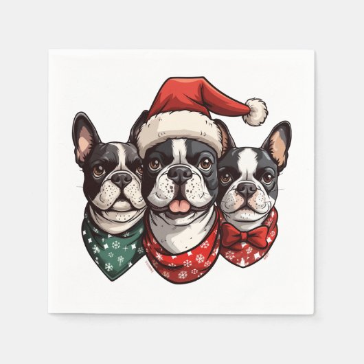 Christmas Boston Terrier Dogs Serviette (Vorderseite)