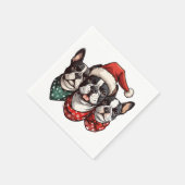 Christmas Boston Terrier Dogs Serviette (Ecke)