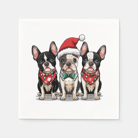 Christmas Boston Terrier Dogs Serviette (Vorderseite)