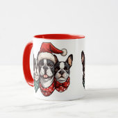 Christmas Boston Terrier Dogs Tasse (Vorderseite Links)