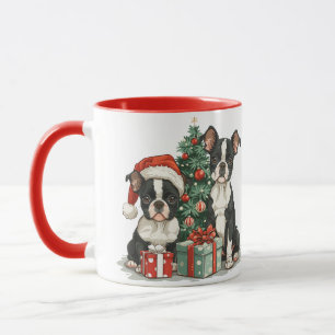 Christmas Boston Terrier Dogs Tasse