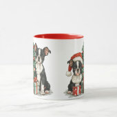Christmas Boston Terrier Dogs Tasse (Zentrum)