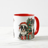 Christmas Boston Terrier Dogs Tasse (VorderseiteRechts)