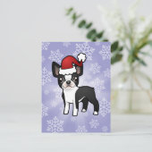 Christmas Boston Terrier Feiertagspostkarte (Stehend Vorderseite)