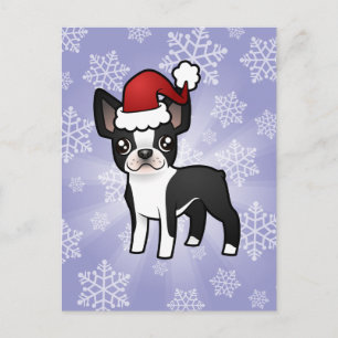 Christmas Boston Terrier Feiertagspostkarte