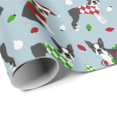 Christmas Boston Terrier Geschenkpapier (Rolleneckpunkt)