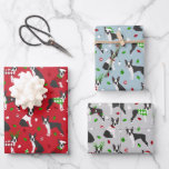 Christmas Boston Terrier Geschenkpapier Set<br><div class="desc">Niedliche Weihnachten Boston Terrier Hunde in festlichen Urlaubssoutien. Boston Terriers mit schwarz-weißen Mänteln halten Süßspeisen,  tragen Weihnachtsmannmützen,  Geweih,  Pullover mit verstreuten Ziergegenständen.</div>