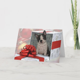 Christmas Boston Terrier Grußkarte Feiertagskarte