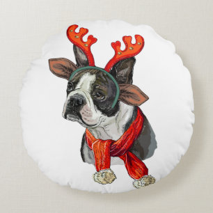 Christmas Boston Terrier Hund Throw Kissen