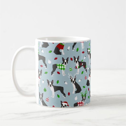 Christmas Boston Terrier Kaffeetasse (Links)