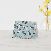 Christmas Boston Terrier Karte (Gelbe Blume)
