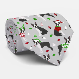 Christmas Boston Terrier Neck Tie Krawatte