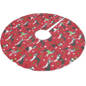 Christmas Boston Terrier Polyester Weihnachtsbaumdecke (Schrägansicht)
