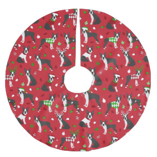 Christmas Boston Terrier Polyester Weihnachtsbaumdecke