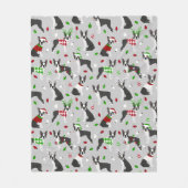 Christmas Boston Terrier Sherpa Blanket Fleecedecke (Vorderseite)