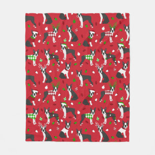 Christmas Boston Terrier Sherpa Blanket Fleecedecke