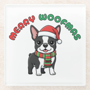 Christmas Boston Terrier Untersetzer: Fröhliche Wo Glasuntersetzer