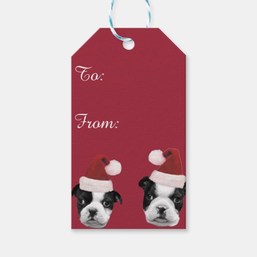 Christmas Boston Terriers Geschenkanhänger (Vorderseite)