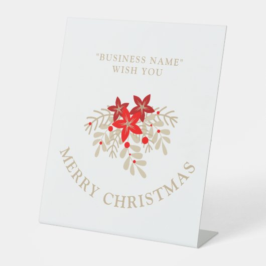 Christmas Botanical Holly Branches and Poinsettias Sockelschild (Vorderseite)