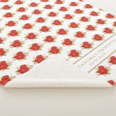 Christmas Botanical Holly Branches Poinsettias Sherpadecke (3/4)
