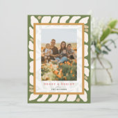 Christmas Botanical Quilt Holiday Photo Card Einladung (Stehend Vorderseite)