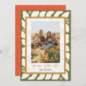 Christmas Botanical Quilt Holiday Photo Card Einladung (Vorne/Hinten)