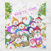 Christmas Bottle Label Happy Snowmans Party Weinetikett (Einzelnes Label)