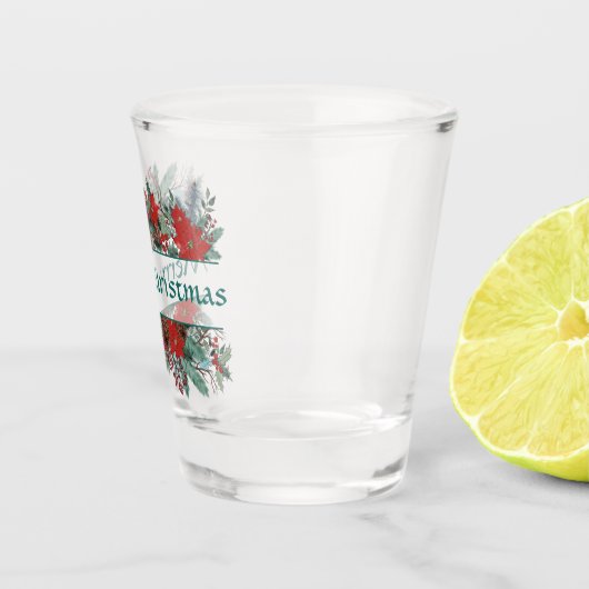 Christmas Bouquet Border Schnapsglas (Rechts)