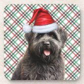 Christmas Bouvier Dog Red Green Kariert Holiday Getränkeuntersetzer (Vorderseite)
