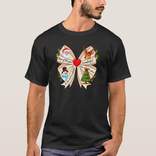 ​Christmas Bow Classic Holiday Characters T-Shirt (Vorderseite)