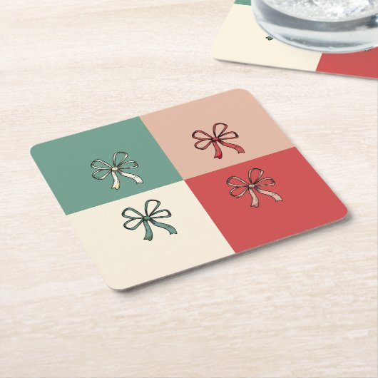 christmas bow conquette rechteckiger pappuntersetzer (angewinkelt)